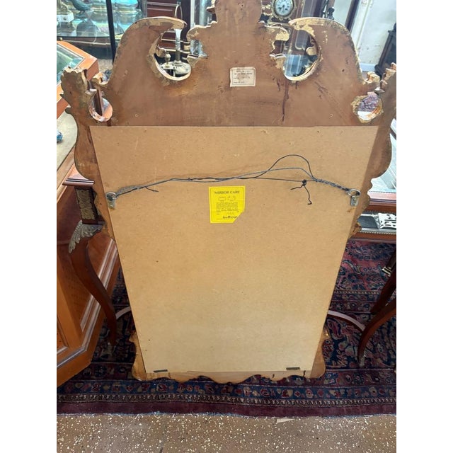 1980s Labarge Georgian Rococo Style Burl Wood Wall Mirror For Sale - Image 9 of 10