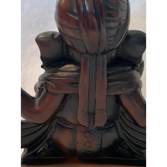 Hand-carved mahogany Tibetan Elephant statue. Also known as Ganapati, Lord Ganesh