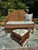Rare Vintage wicker settee with cathedral back, intricate rattan work, sculptural arms, beautifully turned rattan lattice...