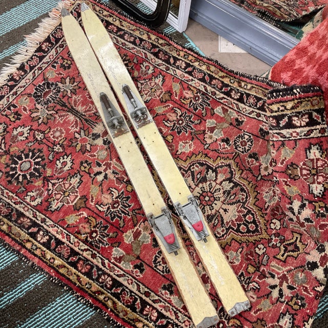 Pair of 1940s Wooden Decorative Vintage Snow Skis For Sale - Image 11 of 11