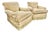 Pair of Custom Champagne Chenille Lounge Chairs With Bullion Fringe For Sale