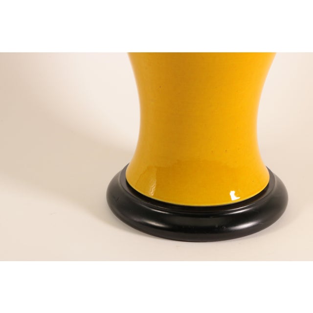 Mid 20th Century Japanese Yellow Glazed Pottery Table Lamp For Sale - Image 5 of 7