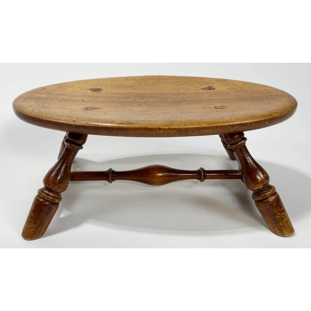 Farmhouse Vintage Wooden Turned Leg Milking Stool For Sale - Image 3 of 9
