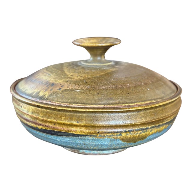 Mid 20th Century Studio Pottery Lidded Serving Bowl Vessel Signed Win For Sale