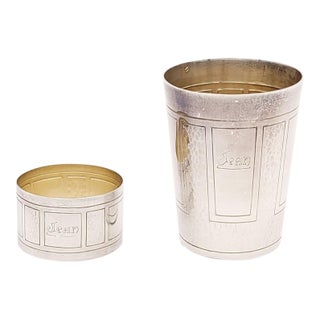 Sterling Baby Cup and Napkin Ring, France Circa 1930 For Sale