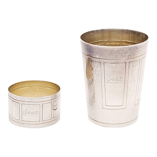 Sterling Baby Cup and Napkin Ring, France Circa 1930 For Sale