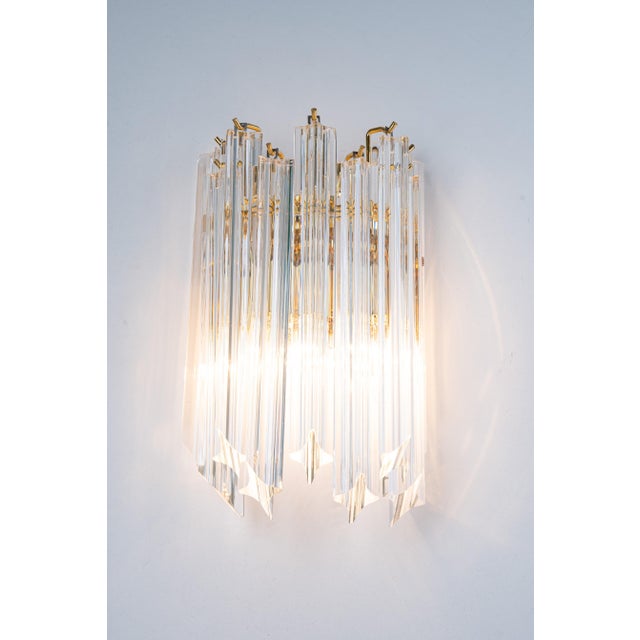 1980s Crystal Glass Wall Lights in the style of Venini Italy, 1980s For Sale - Image 5 of 15