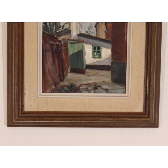 Carl Oskar Larsson, Yard View, 1958, Oil on Panel, Framed For Sale - Image 10 of 11