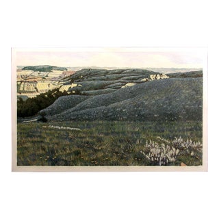 Gordon Mortensen "North Dakota Prairies" Hand Signed Woodcut Artwork 1982 For Sale