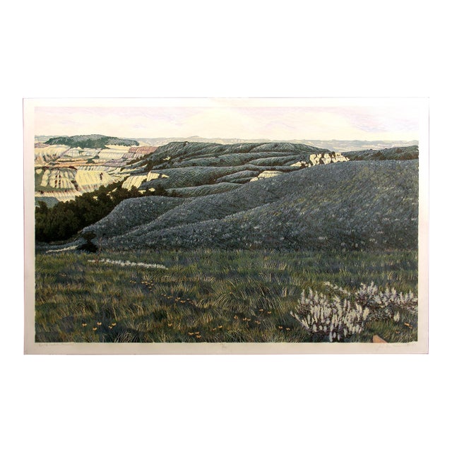 Gordon Mortensen "North Dakota Prairies" Hand Signed Woodcut Artwork 1982 For Sale