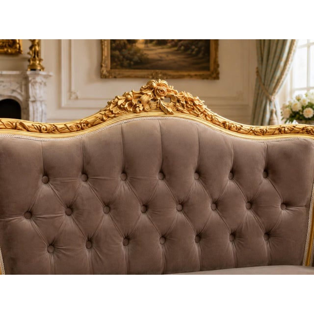 1950s 1950s French Atelier Louis XVI Gold Beech Settee - 1 Pc For Sale - Image 5 of 13