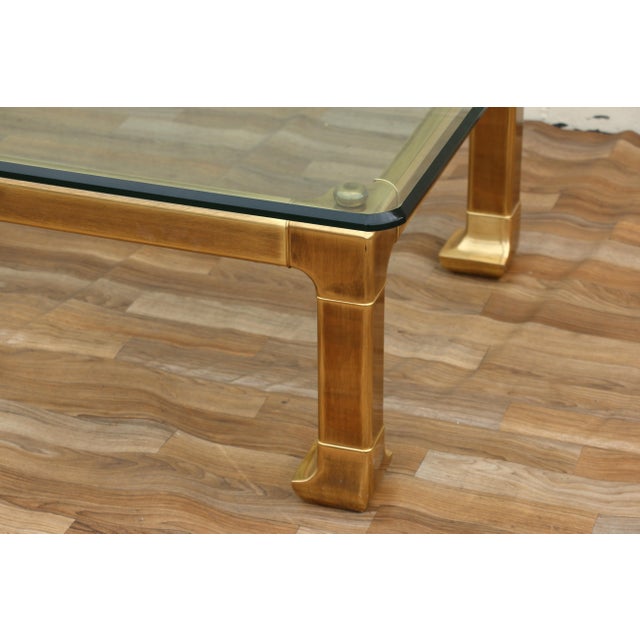 Vintage Mastercraft Brass Chinoiserie Glass Top Coffee Table, 1970s Hollywood Regency For Sale - Image 10 of 18