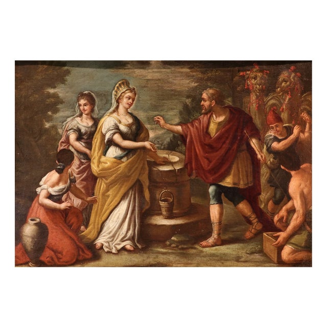 Rebecca at the Well Pietro Da Cortona, 1700s, Oil on Canvas For Sale