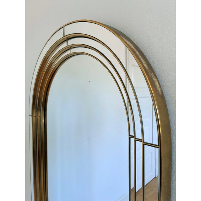 Gold Large Vintage Deknudt Arched Beveled Panel Mirror – Gold, Belgium, 1980s For Sale - Image 8 of 12