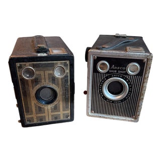 Vintage Art Deco Industrial Box Cameras - Pair of 2 For Sale