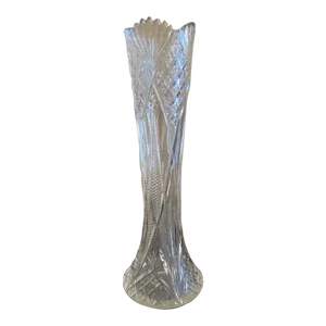 Vintage Mid 20th Century Cut Glass Vase