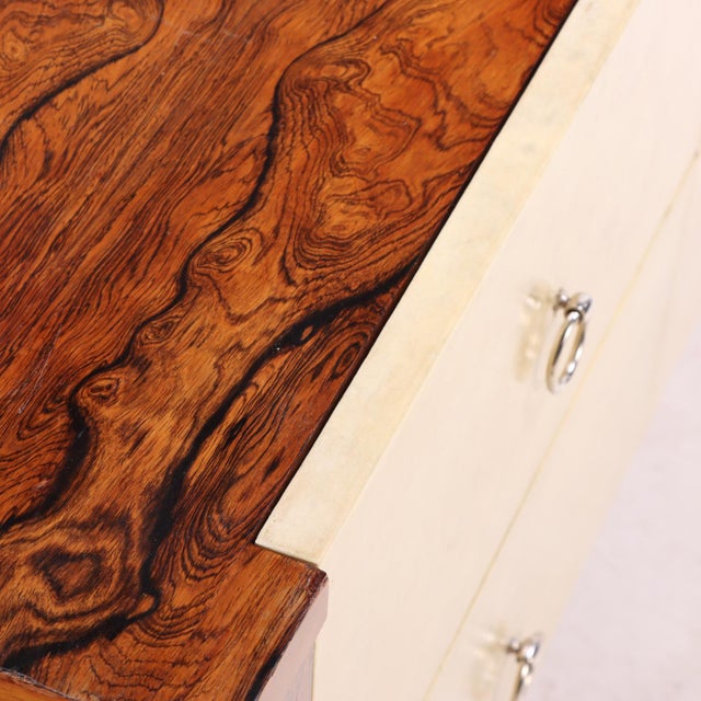 Late Art Deco / Mid Century Modern Parchment and Rosewood Dresser / Sideboard, C. 1950 For Sale - Image 4 of 5