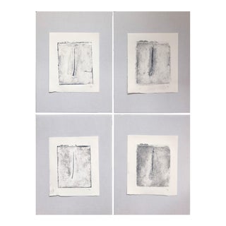 Pine Needles - Becoming 01 6*7 Original Collagraph Monoprint Art by Carrie Bergey - Black White Grey- Set of 4 For Sale