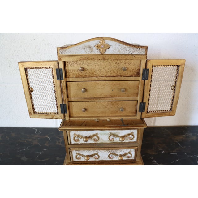 Italian Florentine Miniature Armoire Jewelry Box For Sale In Philadelphia - Image 6 of 8