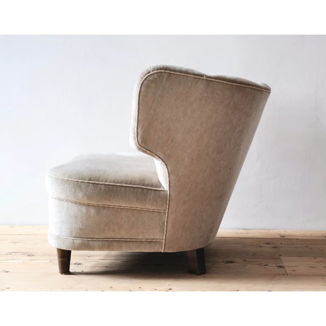 Scandinavian Grey Velvet Armchair, 1950s For Sale - Image 4 of 6