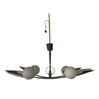 Large Brass and Glass Ceiling Lights from Arlus, 1940s For Sale