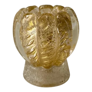 1950s Murano Style Gold Fleck Art Glass Bowl in the Style of Barovier Toso
