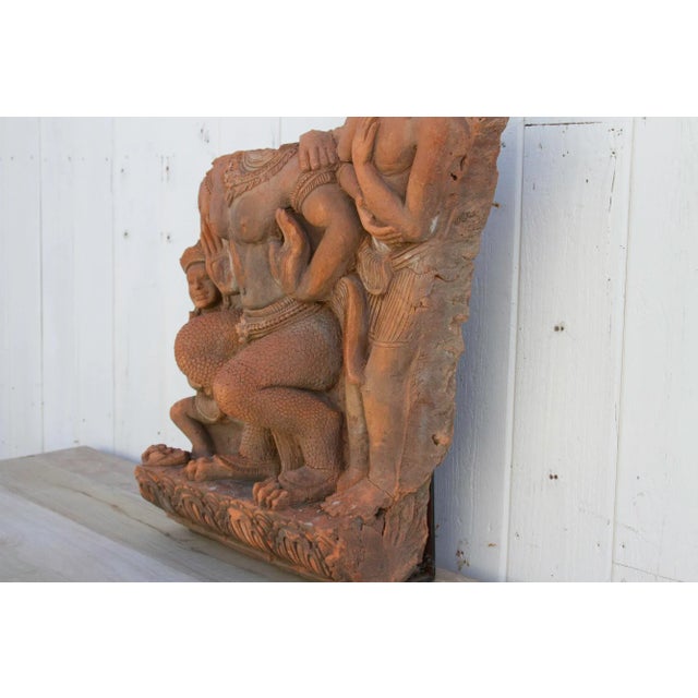Large Antique Thai Terracotta Mythical Statue For Sale - Image 4 of 11
