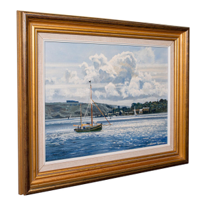 Vintage Plymouth Sound Painting, English, Art, Framed, Nautical Picture, Devon