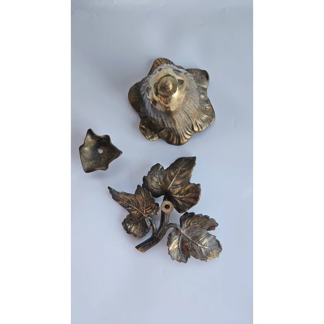 Vintage Mid 20th Century Brass Morning Glory Shaped Flower Vase Made in Hong Kong For Sale - Image 9 of 12