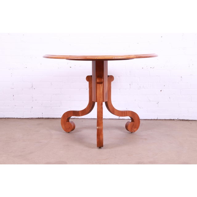 Brown Baker Furniture French Empire Fruitwood Pedestal Breakfast or Center Table, Newly Refinished For Sale - Image 8 of 11