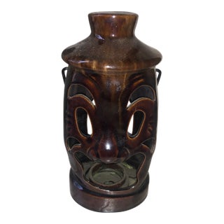 1960s Drip Glazed Criterion Collections Japan Tiki Teacup Candle Holder For Sale