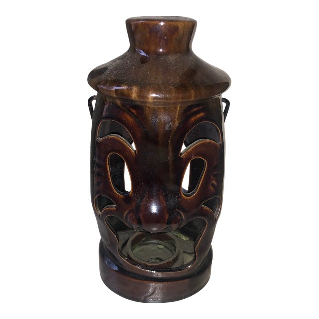 1960s Drip Glazed Criterion Collections Japan Tiki Teacup Candle Holder For Sale