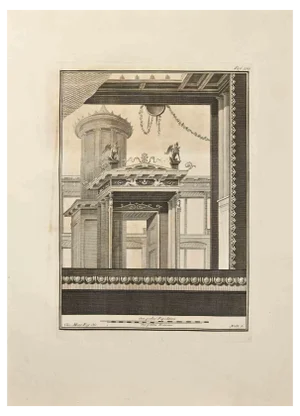 Carlo Nolli, Roman Temple with Sphinx, Etching, 18th Century