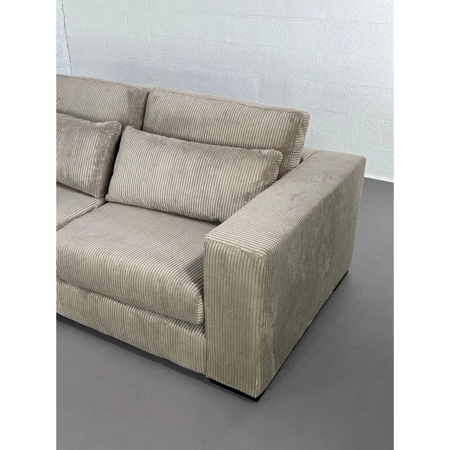 Textile Vintage Corduroy Corner Sofa For Sale - Image 7 of 18