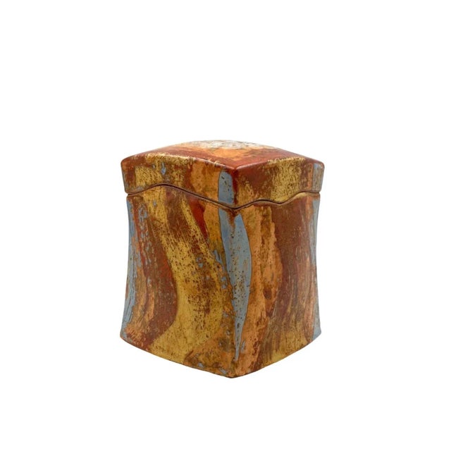 1960s Mid-Century Orange Earthenware Box For Sale - Image 10 of 12