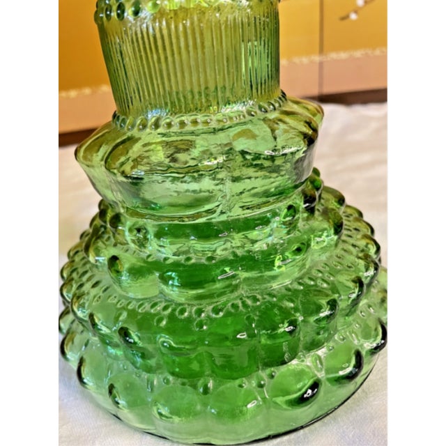 Vintage Mid Century Modern Empoli Italian Green Chianti Genie Bottle Decanter 22" For Sale - Image 6 of 7