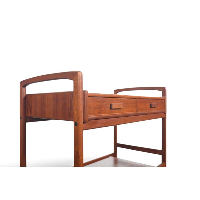 Wood Mid 20th Century Danish Modern Two Drawer Bar Cart in Teak For Sale - Image 7 of 11