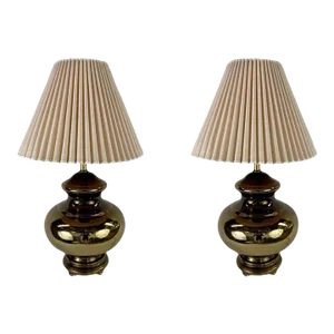 Mid-Century Modern Copper Table Lamp, a Pair