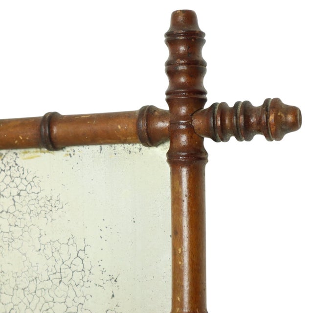 Antique Faux Bamboo Wooden Mirror, France, 1890s For Sale - Image 3 of 14