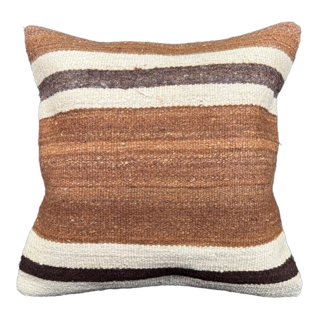 Turkish Hemp Pillow Cushion Natural Beige Brown Cushion Cover 20"x20" For Sale