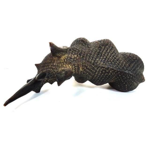 Mid 20th Century African Carved Wood Black Rhinoceros Sculpture For Sale - Image 10 of 13