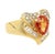 Celebrate bold elegance with this statement ring featuring a vivid 2.87 carat pear-shaped orange sapphire, set in a...