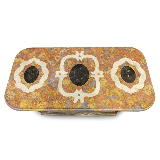 Gilded and Lacquered Wooden Coffee Table with Scagliola Top, 1970s For Sale - Image 8 of 10