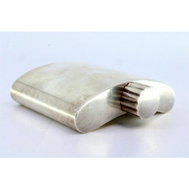 Metal Smooth Silver Whiskey Flask For Sale - Image 7 of 8