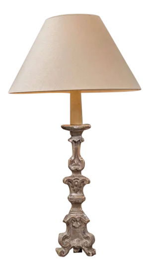 Silver Gilt Pricket Stick Mounted as a Table Lamp Circa 1860 With Shade