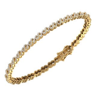 10K Yellow Gold Round Diamond Infinity Designer 7 Inch Bracelet 1-1/2 Cttw For Sale