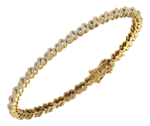 10K Yellow Gold Round Diamond Infinity Designer 7 Inch Bracelet 1-1/2 Cttw