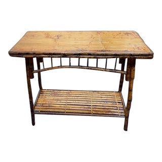 Vintage 1930s Bamboo Console Table For Sale