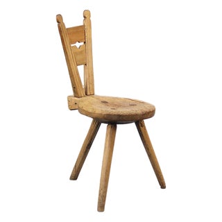 Primitive Wabi Sabi Antique Folk Art Farmhouse Swedish Chair - Stool For Sale