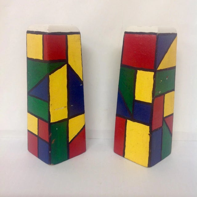 American Piet Mondrain Style HardWood Salt & Pepper Shakers For Sale - Image 3 of 6